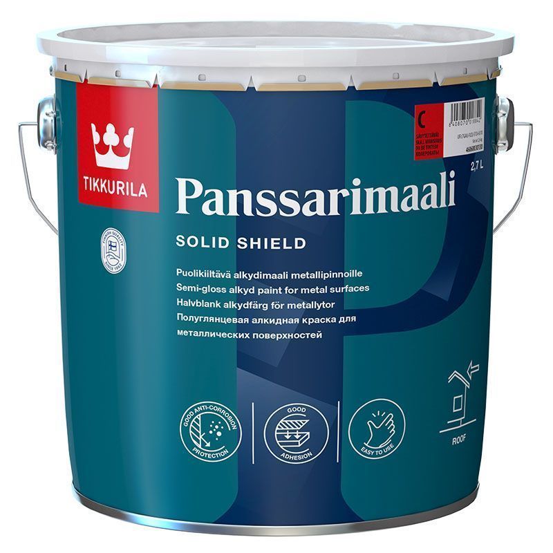 TIKKURILA PANSSARIMAALI краска антикоррозионная для крыш и металла, полуглянцевая, база A (2,7л)