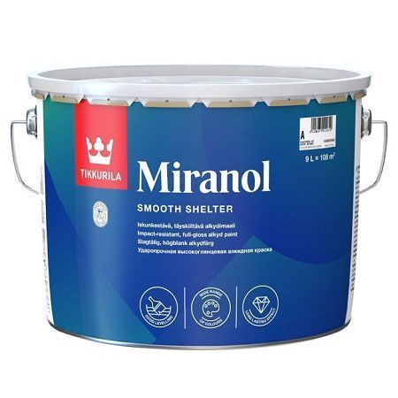 TIKKURILA MIRANOL эмаль алкидная универсальная, ударопрочная, высокоглянцевая, база C (9л)