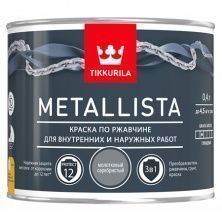 TIKKURILA METALLISTA краска по ржавчине 3 в 1, молотковая, глянцевая, серебристый (0,4л)