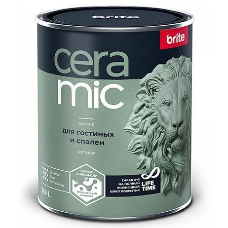 BRITE CERAMIC краска для гостиных и спален, матовая, база А (0,9л)