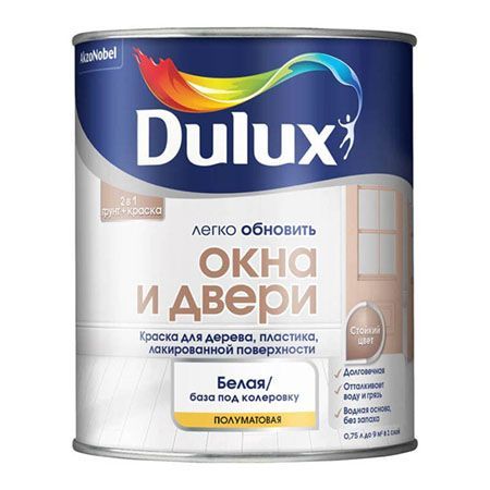 DULUX ОКНА И ДВЕРИ краска, база BW (0,75л)