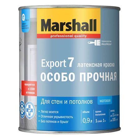 MARSHALL EXPORT 7 матовая краска для внутренних работ, моющаяся, Баз BW (0,9л)