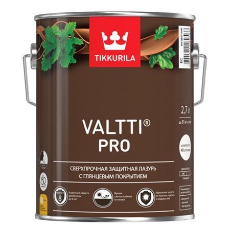 TIKKURILA VALTTI PRO лазурь сверхпрочная, защитная, глянцевая, красное дерево (2,7л)