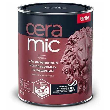 BRITE CERAMIC краска для интенсивно используемых помещений, шелковисто-матовая, база С (0,9л)