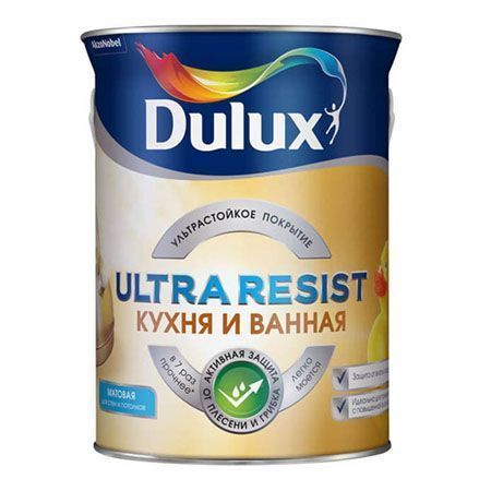 DULUX ULTRA RESIST КУХНЯ И ВАННАЯ краска, матовая, база BС (4,5л)