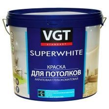 VGT SUPERWHITE ВД-АК-2180 КРАСКА ДЛЯ ПОТОЛКОВ акриловая, супербелая, глубокоматовая (3кг)