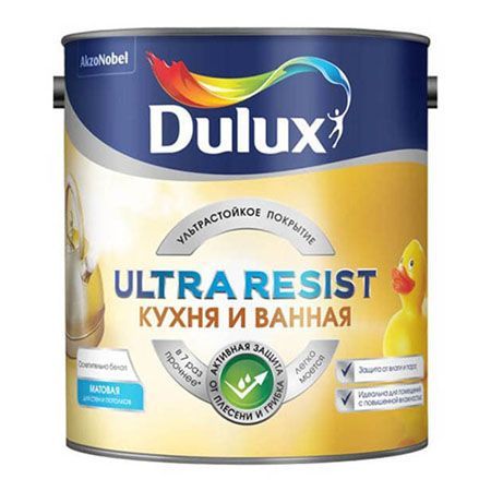 DULUX ULTRA RESIST КУХНЯ И ВАННАЯ краска, матовая, база BW (2,5л)