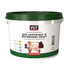 VGT ВД-АК-1180 БЕЛОСНЕЖНАЯ краска моющаяся для наружных и внутренних работ, матовая (15кг)