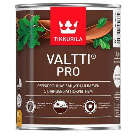 TIKKURILA VALTTI PRO лазурь сверхпрочная, защитная, глянцевая, орех (0,9л)