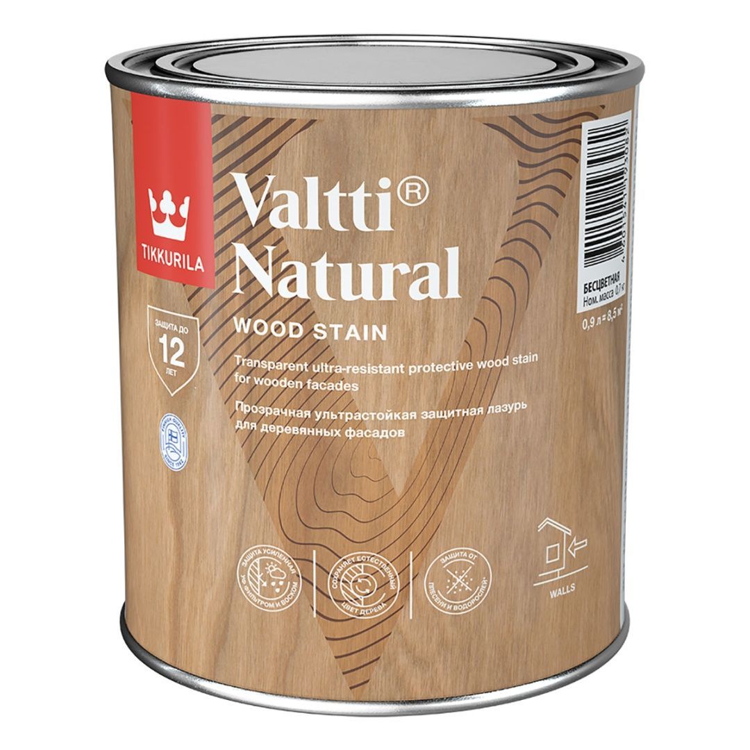 TIKKURILA VALTTI NATURAL лазурь ультрастойкая с прозрачным покрытием, полуглянцевая (0,9л)