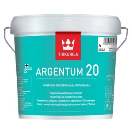 TIKKURILA ARGENTUM 20 краска антимикробная водоразбавляемая, полуматовая, база A (2.7л)