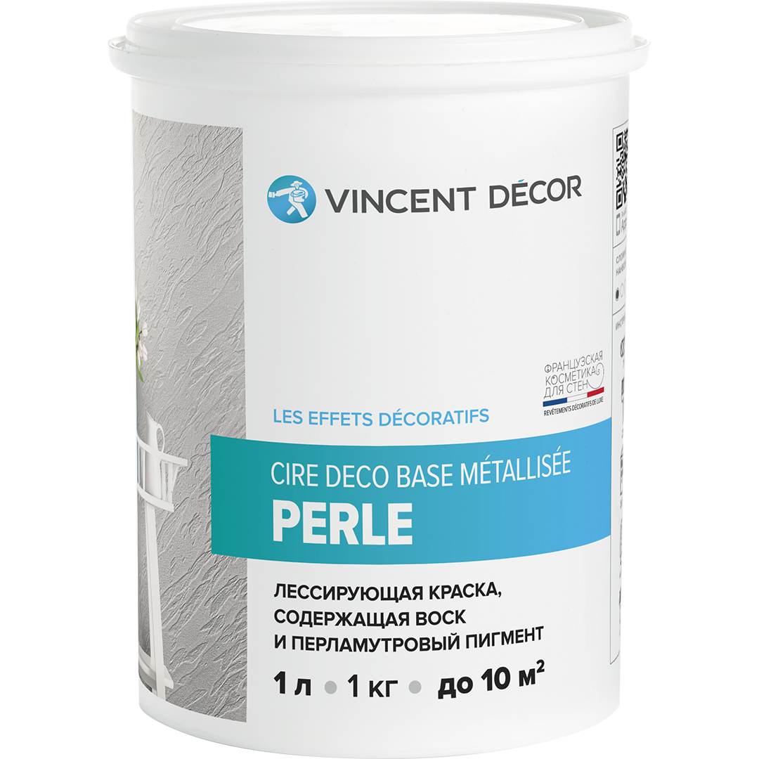 VINCENT DECOR CIRE DECO база Металлизе Перль, лессирующая декоративная краска (0,8л)
