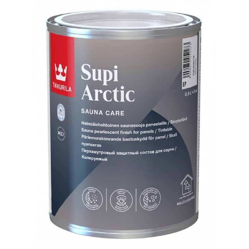 TIKKURILA SUPI ARCTIC состав защитныйперламутровый для стен и потолков в бане и сауне (0,9л)