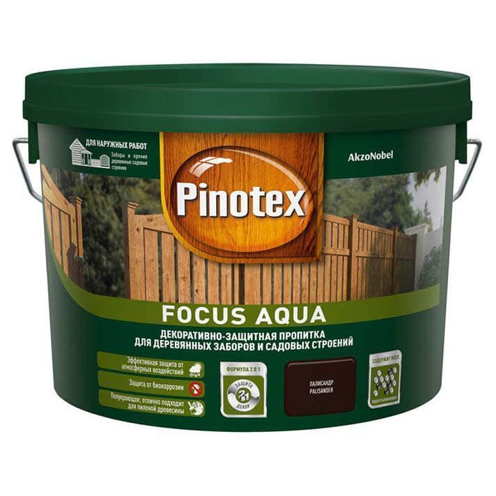 PINOTEX FOCUS AQUA декоративное защитное средство для заборов и садовых построек, палисандр (2,5л)