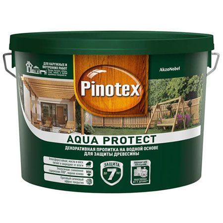 PINOTEX AQUA PROTECT антисептик на водной основе с добавлением масел, база под колеровку (9л)