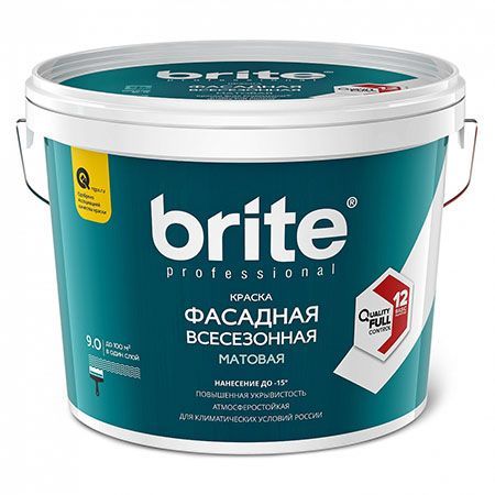 BRITE PROFESSIONAL краска фасадная всесезонная матовая, база С (9л)