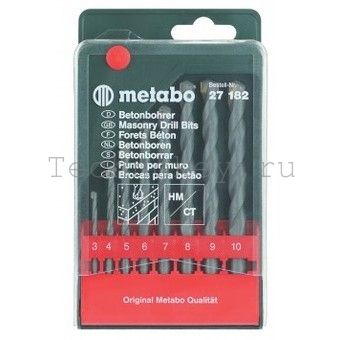 Metabo Набор НМ classic 8 сверел (3-10 мм) бетон, пласт.к 627182000