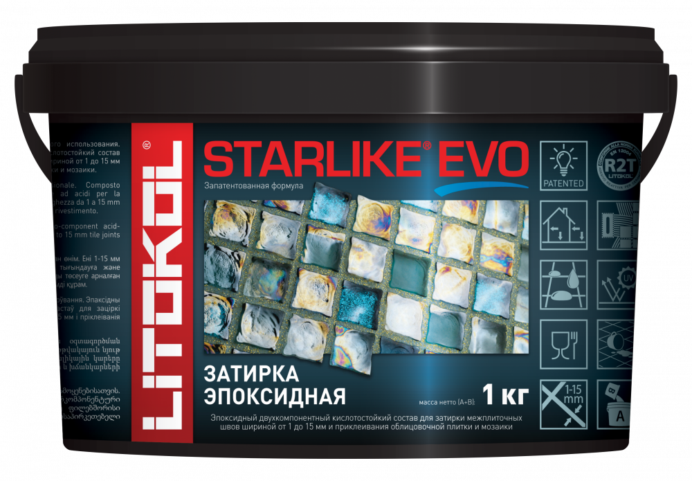 LITOKOL STARLIKE EVO двухкомпонентная затирка на эпоксидной основе S.102 bianco ghiaccio (2,5кг)