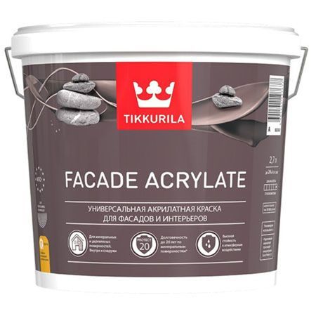 TIKKURILA FACADE ACRYLATE краска акрилатная, универсальная для фасадов и интерьеров, база C (2,7л)