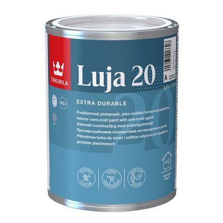 TIKKURILA LUJA 20 краска антигрибковая для влажных помещений, полуматовая, база A (0,9л)