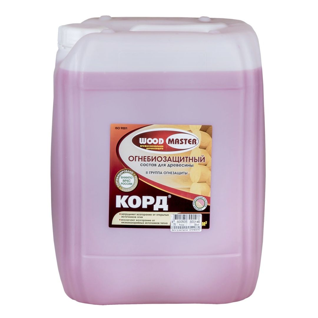 Woodmaster Корд состав огнебиозащитный II группа, розовый (23кг)