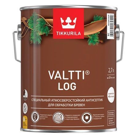 TIKKURILA VALTTI LOG антисептик специальный для бревен, атмосферостойкий, палисандр (2,7л)