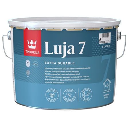 TIKKURILA LUJA 7 краска антигрибковая для влажных помещений, матовая, база A (9л)