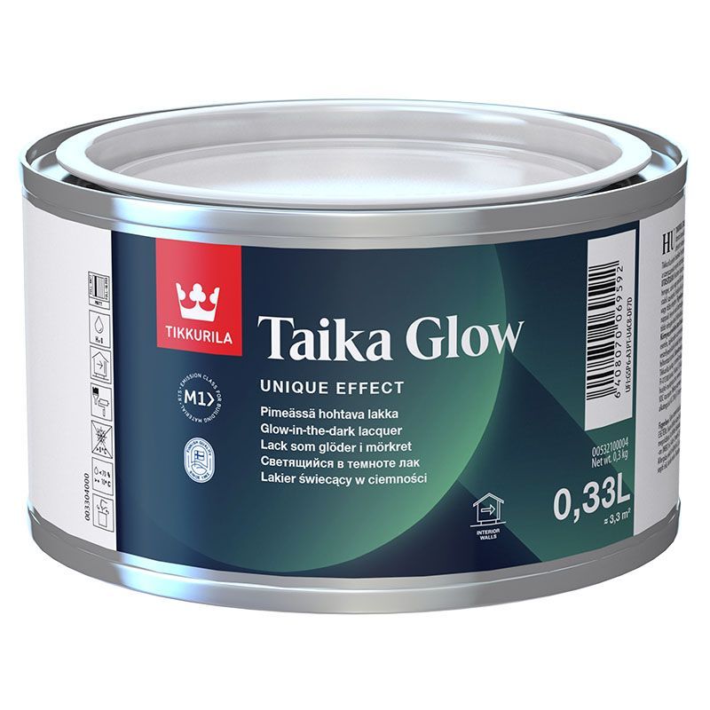 TIKKURILA TAIKA GLOW лак водоразбавляемый, светящийся в темноте. матовый (0,33л)