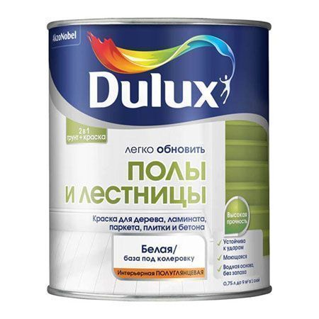 DULUX ЛЕГКО ОБНОВИТЬ ПОЛЫ И ЛЕСТНИЦЫ краска грунт для пола полуглянцевая, база BW (0,75л)