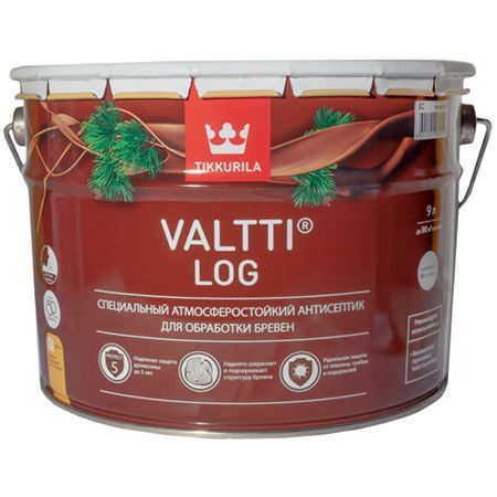 TIKKURILA VALTTI LOG антисептик специальный для бревен, атмосферостойкий, бесцветный (9л)