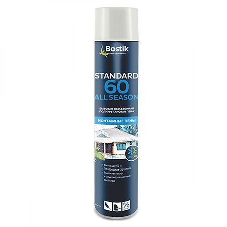 BOSTIK STANDART ALL SEASONS 60 пена бытовая полиуретановая, всесезонная (750мл)