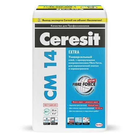 CERESIT CM 14 EXTRA клей для плитки и керамогранита для внутренних и наружных работ (5кг)