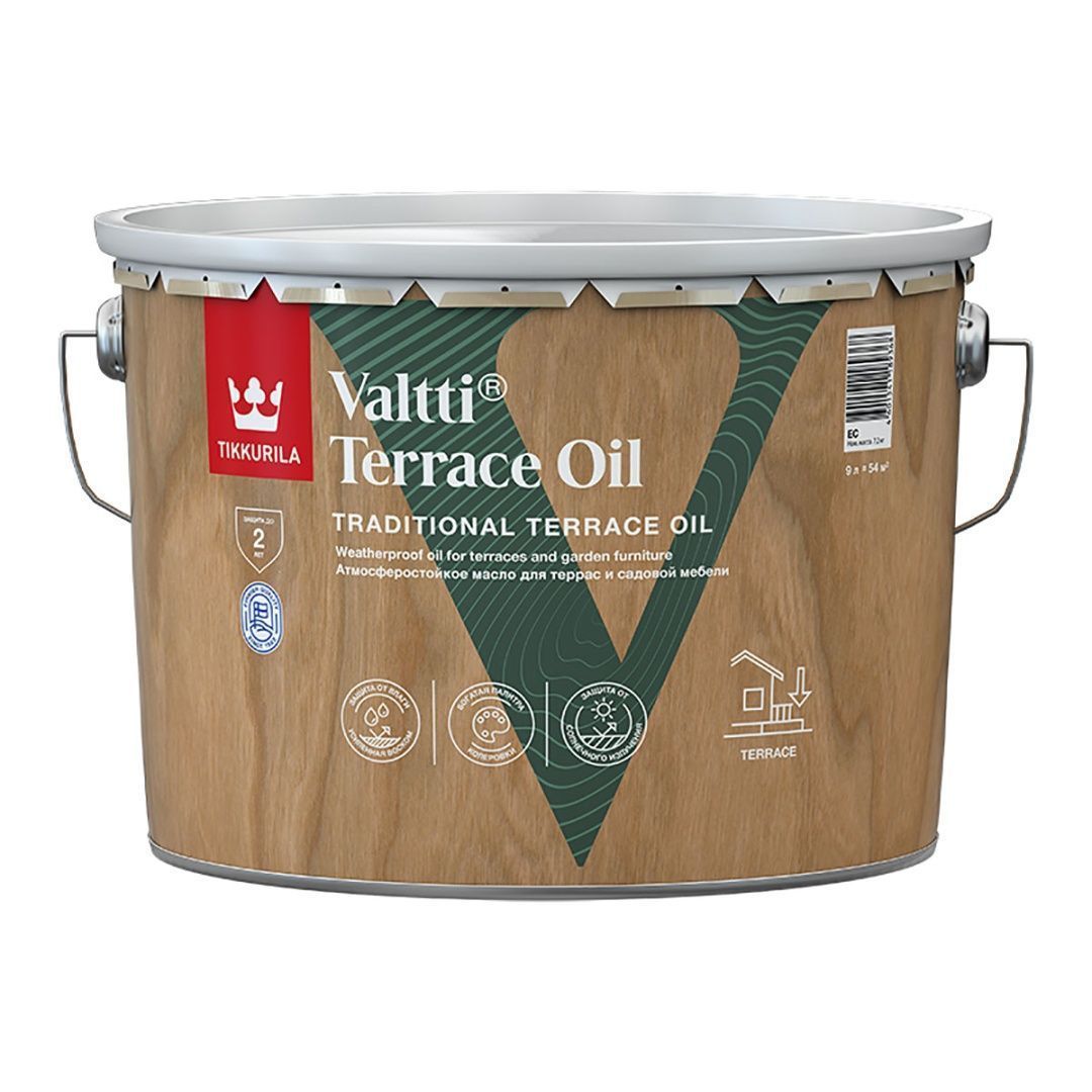 TIKKURILA VALTTI TERRACE OIL масло для террас и садовой мебели, бесцветный (9л)