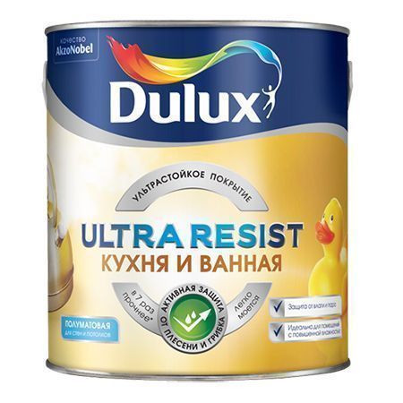 DULUX ULTRA RESIST КУХНЯ И ВАННАЯ краска, полуматовая база BС (0,9л)