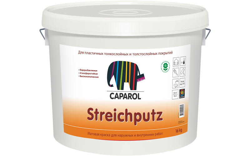 CAPAROL STREICHPUTZ краска декоративная, структурная для фасадных и внутренних покрытий (16кг)