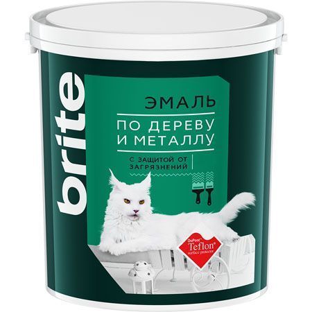 BRITE TEFLON эмаль премиальная по металлу и дереву с защитой от грязи, база А (2,7л)