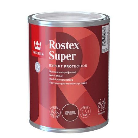 TIKKURILA ROSTEX SUPER грунтовка для металла противокоррозийная, матовая, красно коричневый (1л)