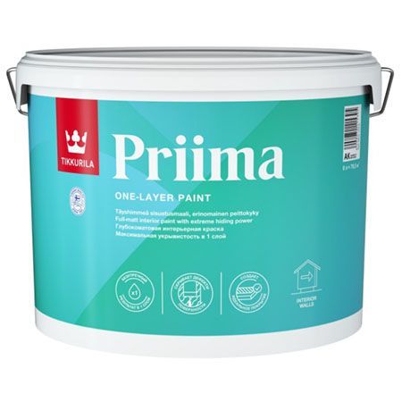 TIKKURILA PRIIMA краска интерьерная, однослойная, глубокоматовая, база C (9л)