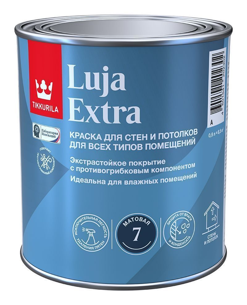 TIKKURILA Luja Extra 7 краска для влажных помещений антигрибковая, акриловая, матовая, база А (0,9л)