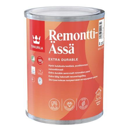 TIKKURILA REMONTTI ASSA краска интерьерная, акрилатная, стойкая к мытью, полуматовая, база A (0,9л)