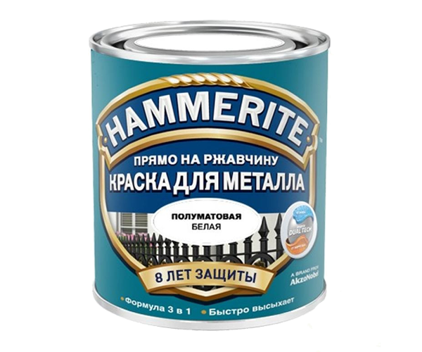 HAMMERITE краска для металла полуматовая, прямо на ржавчину, черная (0,5л)