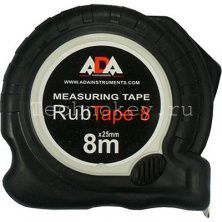 Рулетка ударопрочная ADA RubTape 8 с полимерным покрытием ленты (сталь, с двумя СТОПами, 8 м)
