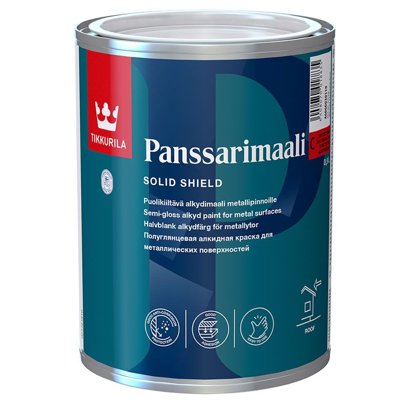 TIKKURILA PANSSARIMAALI краска антикоррозионная для крыш и металла, полуглянцевая, база C (0,9л)