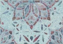 Керамическая плитка Флоренция 7ФО001 на белом зеленый Декор 24,9x36,4