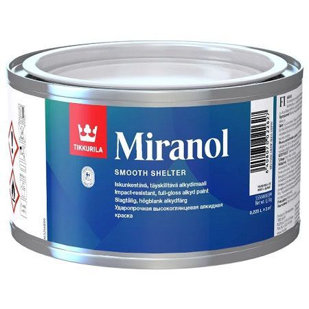 TIKKURILA MIRANOL эмаль алкидная универсальная, ударопрочная, высокоглянцевая, база A (0,225л)