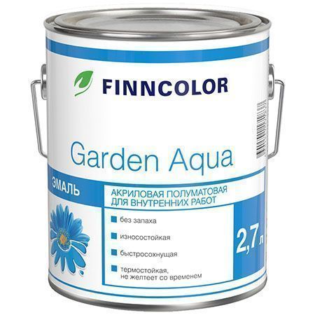 FINNCOLOR GARDEN AQUA эмаль акриловая для внутренних работ, полуматовая, база A (2,7л)