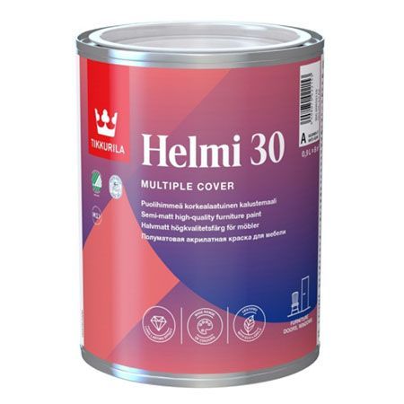 TIKKURILA HELMI 30 краска акрилатная для мебели универсальная, полуматовая, база C (0,9л)