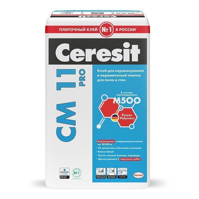 CERESIT CM 11 PRO клей для керамической плитки для пола и стен внутри и снаружи помещения (5кг)