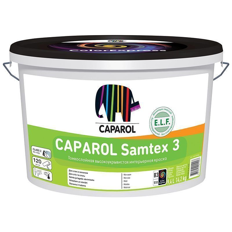 CAPAROL SAMTEX 3 ELF краска латексная для стен и потолков, глубоко матовая, база 3 (9,4л)