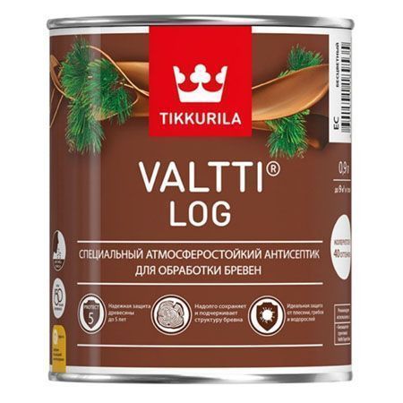 TIKKURILA VALTTI LOG антисептик специальный для бревен, атмосферостойкий, тик (0,9л)